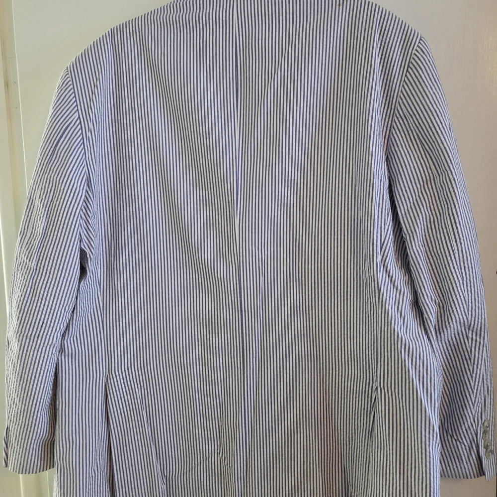 Men's Ibiza Striped Navy Seersucker Blazer - Picture 11 of 12